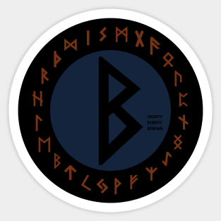 Blue Berkana Futhark Rune Symbol Sticker